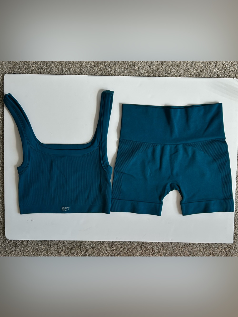 SET Active Teal Athletic Shorts (size S) and Crop Top (Size M) Set
